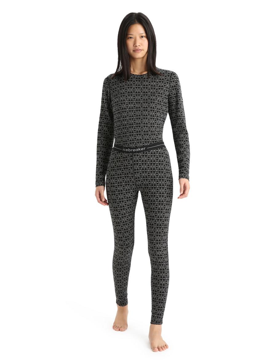 One Piece & Sets Icebreaker Merino 250 Vertex Leggings Alpine Geo Damskie Czarne Białe | PL 1155TCEV